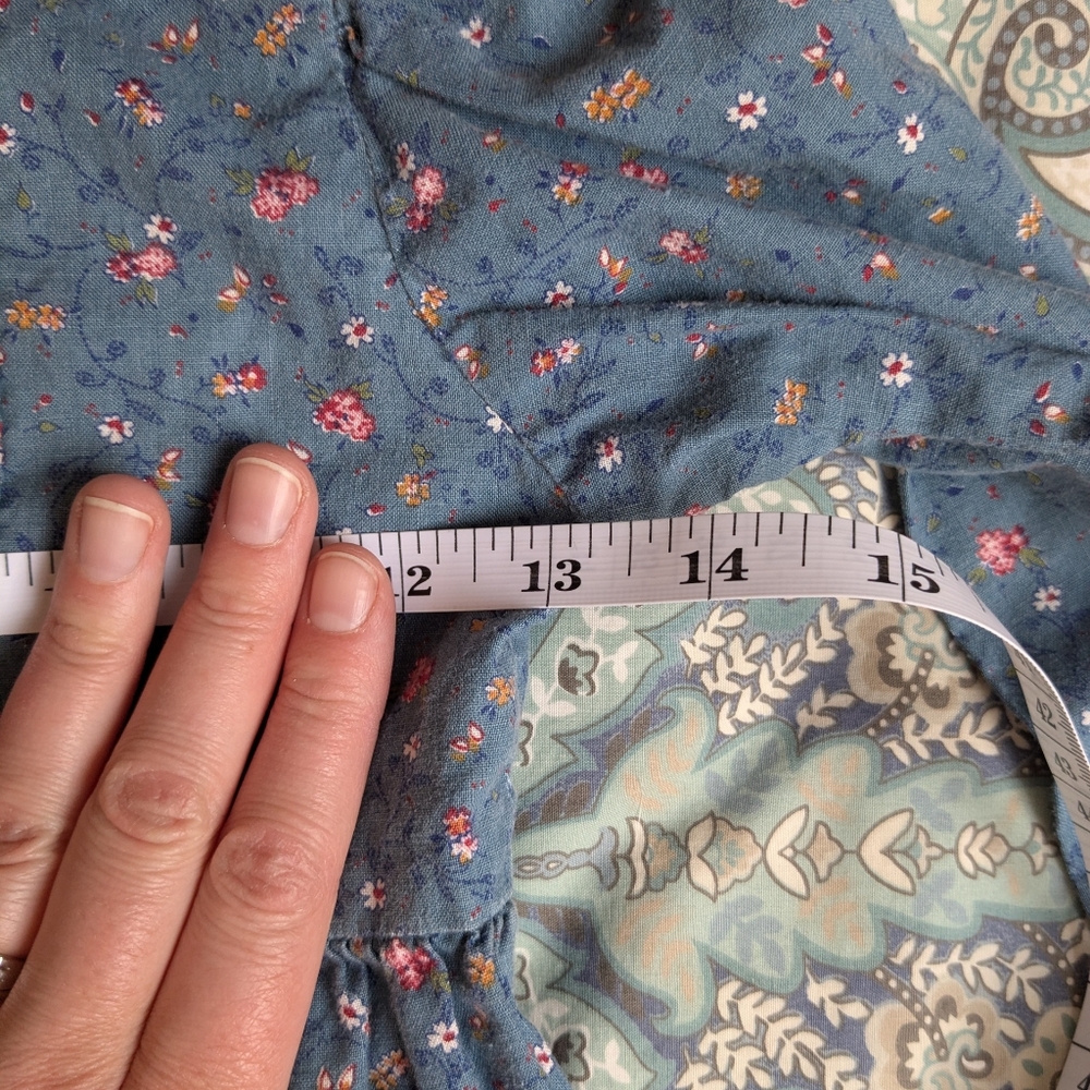 Hand Made Floral Blue Long-Sleeve Dress For Easter Cottage Core - Picture 6 of 6